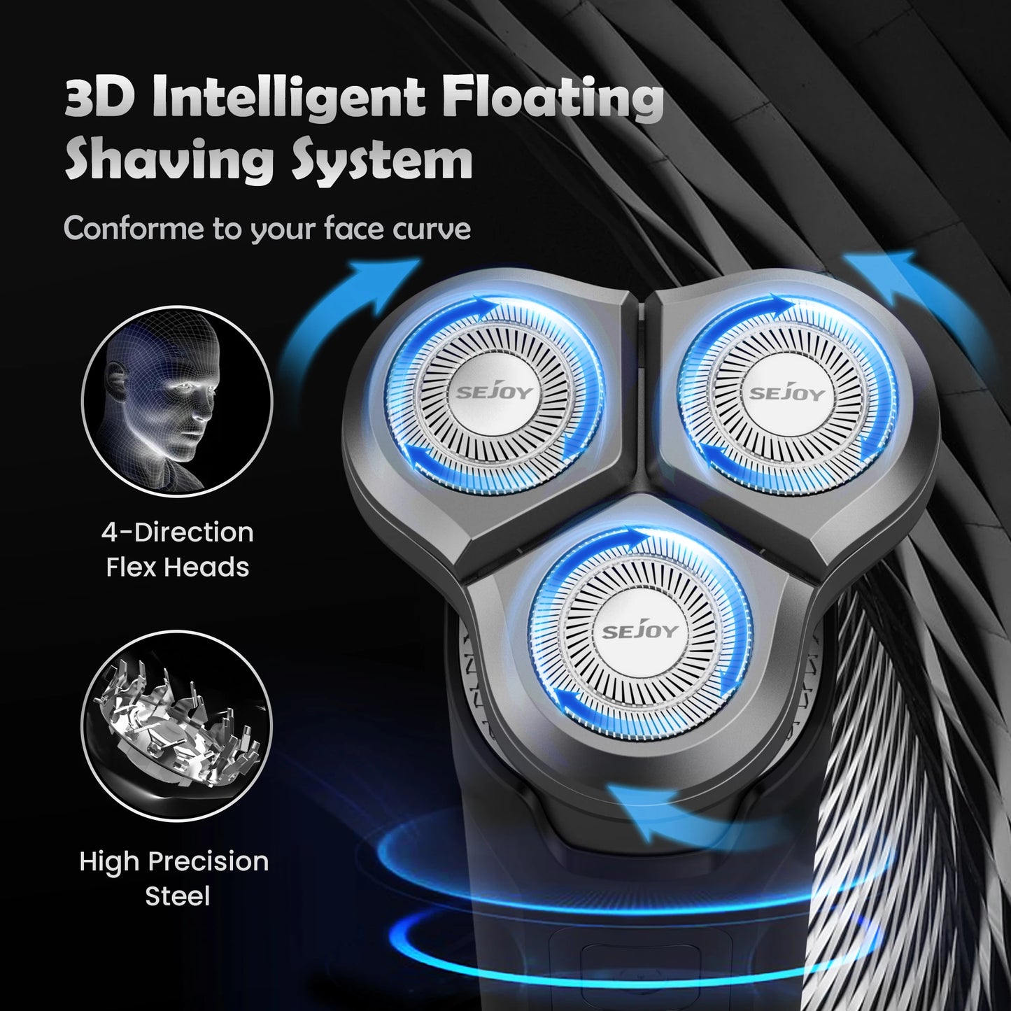 Sejoy 3D Floating Blade Rotary Electric Shaver