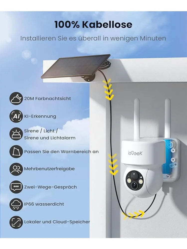 ieGeek 2K Solar WiFi Security Camera