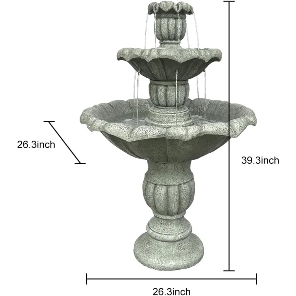 3-Tier Birdbath Garden Waterfall Outdoor Fountain