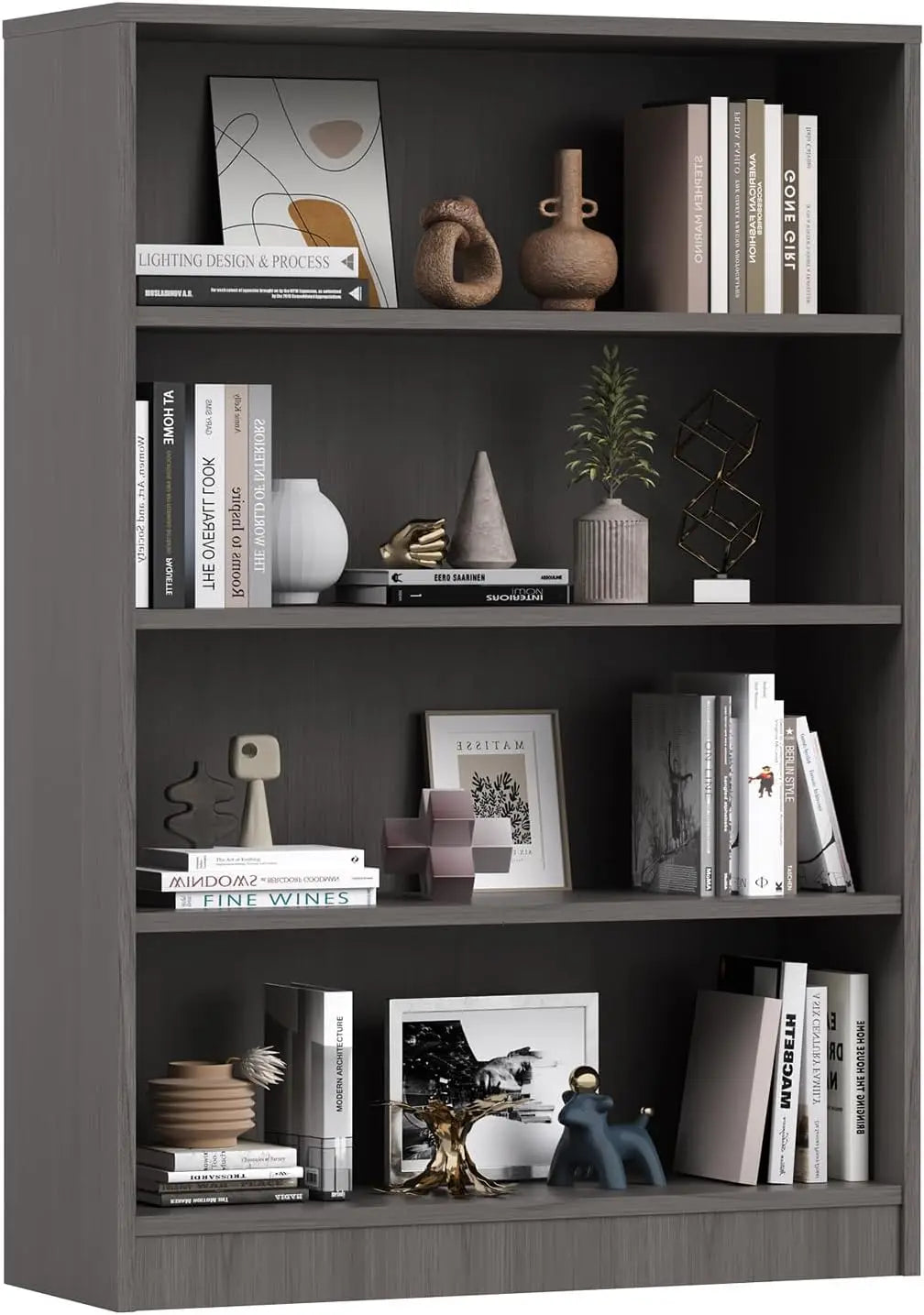 60-Inch 5-Shelf Wood Bookcase Organizer