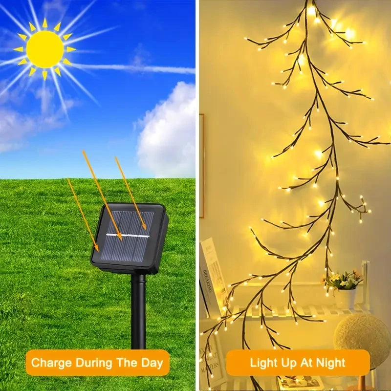 Solar Willow Vine Lights Outdoor Garden Decoration