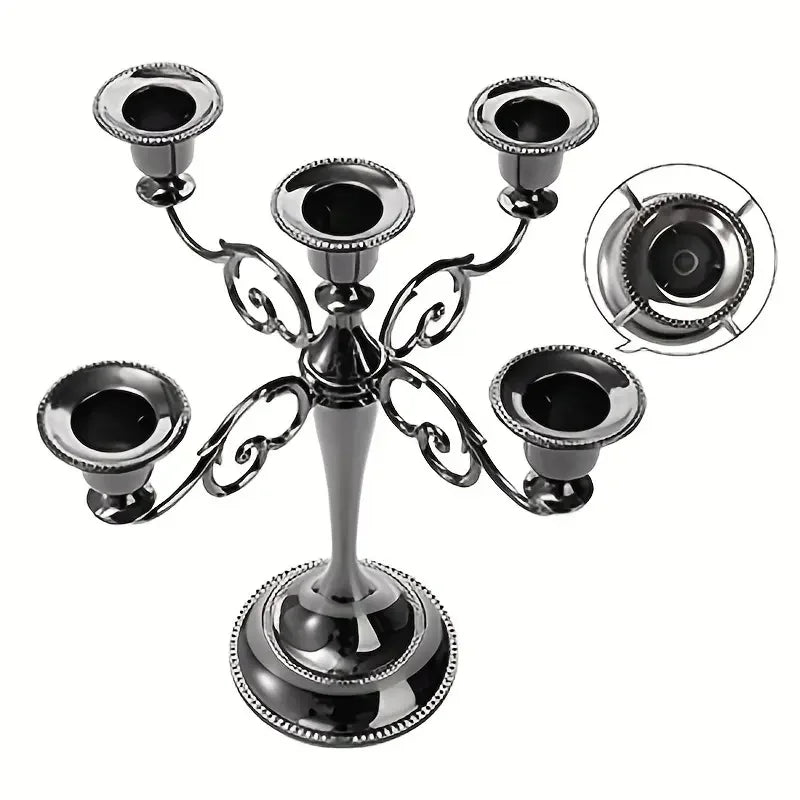 Elegant Matte Black 5-Arm Candle Candelabra