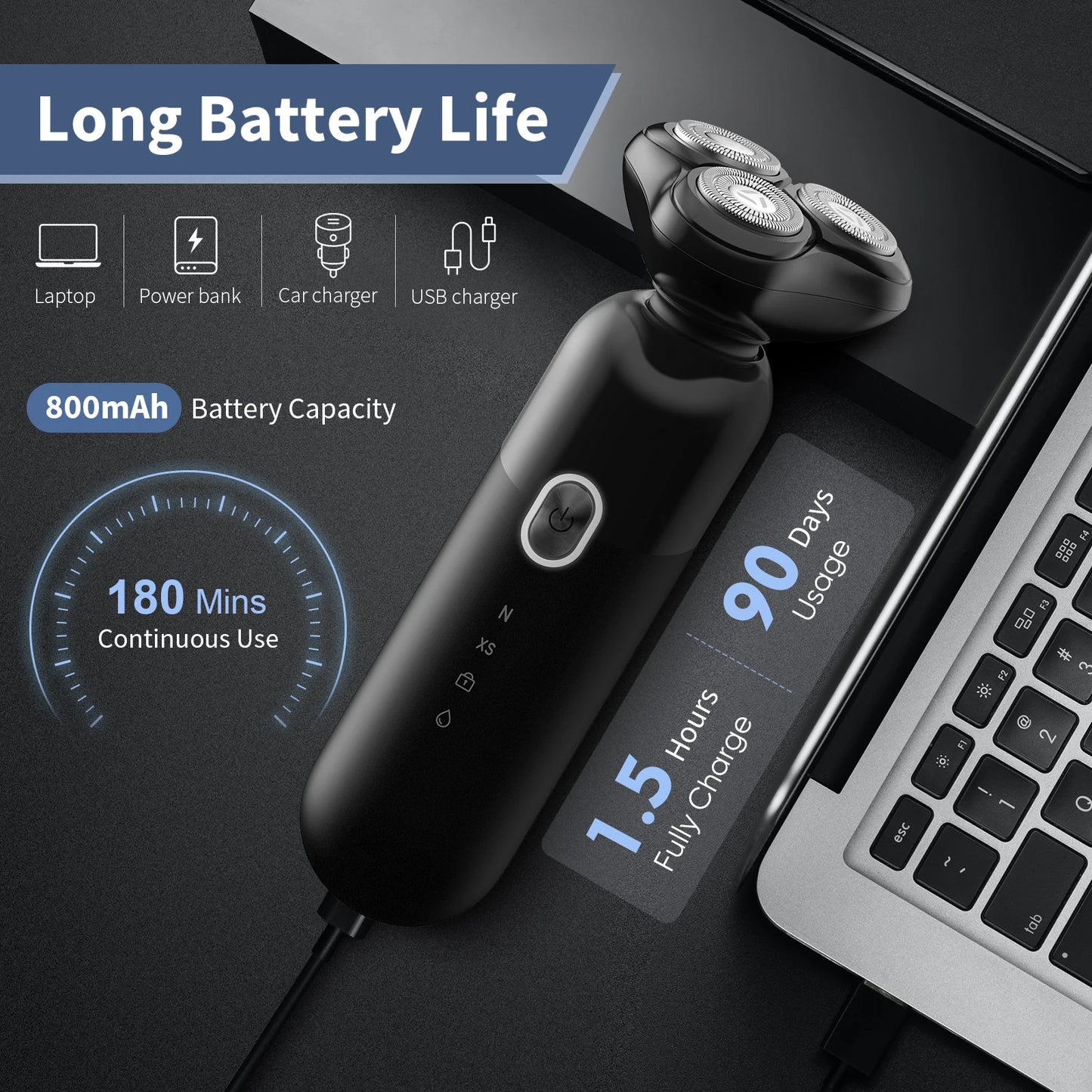 Rechargeable 4D Floating Blade Rotary Electric Shaver