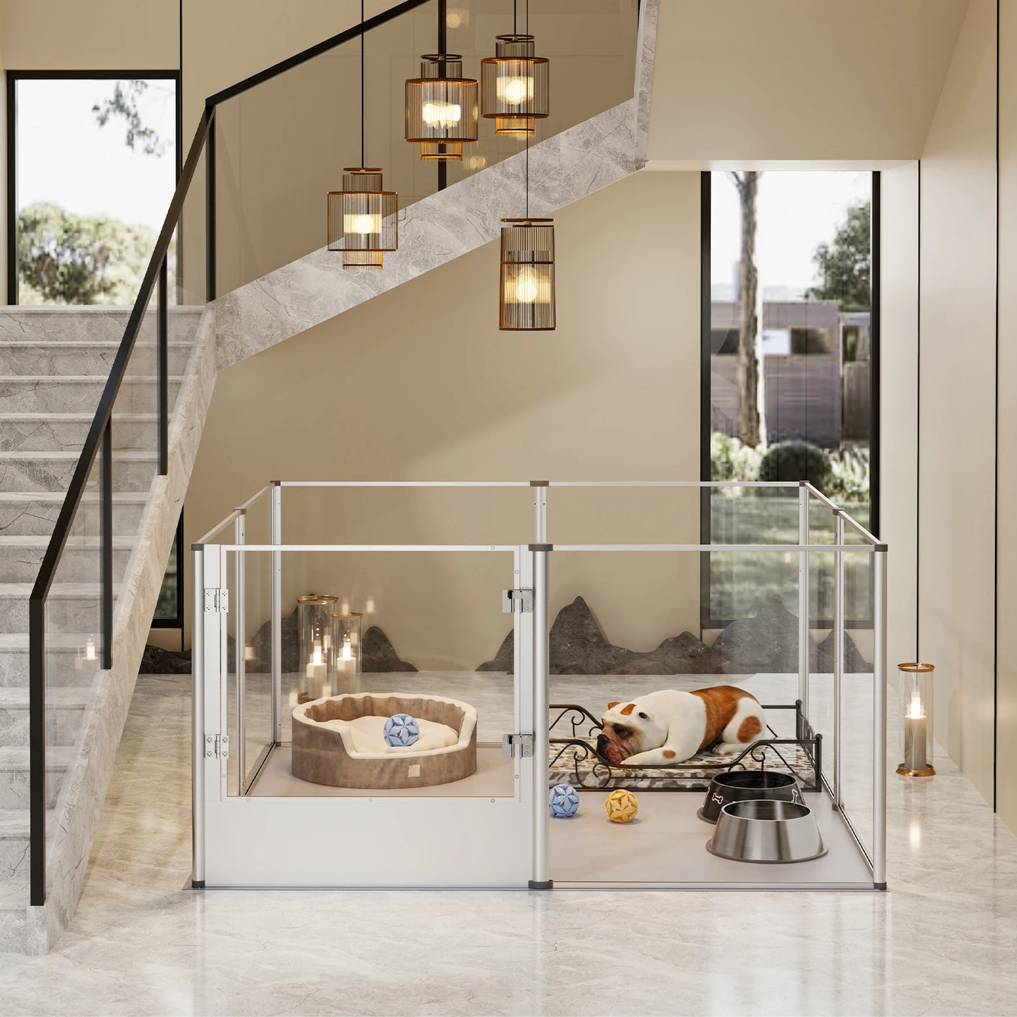 Clear Acrylic Pet Playpen with Pad