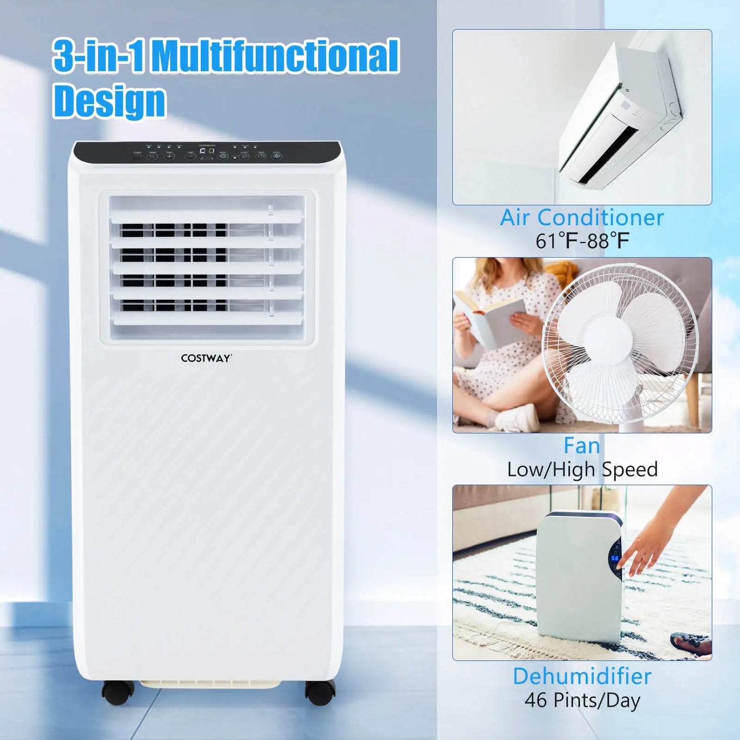8000 BTU 3-in-1 Portable Air Conditioner