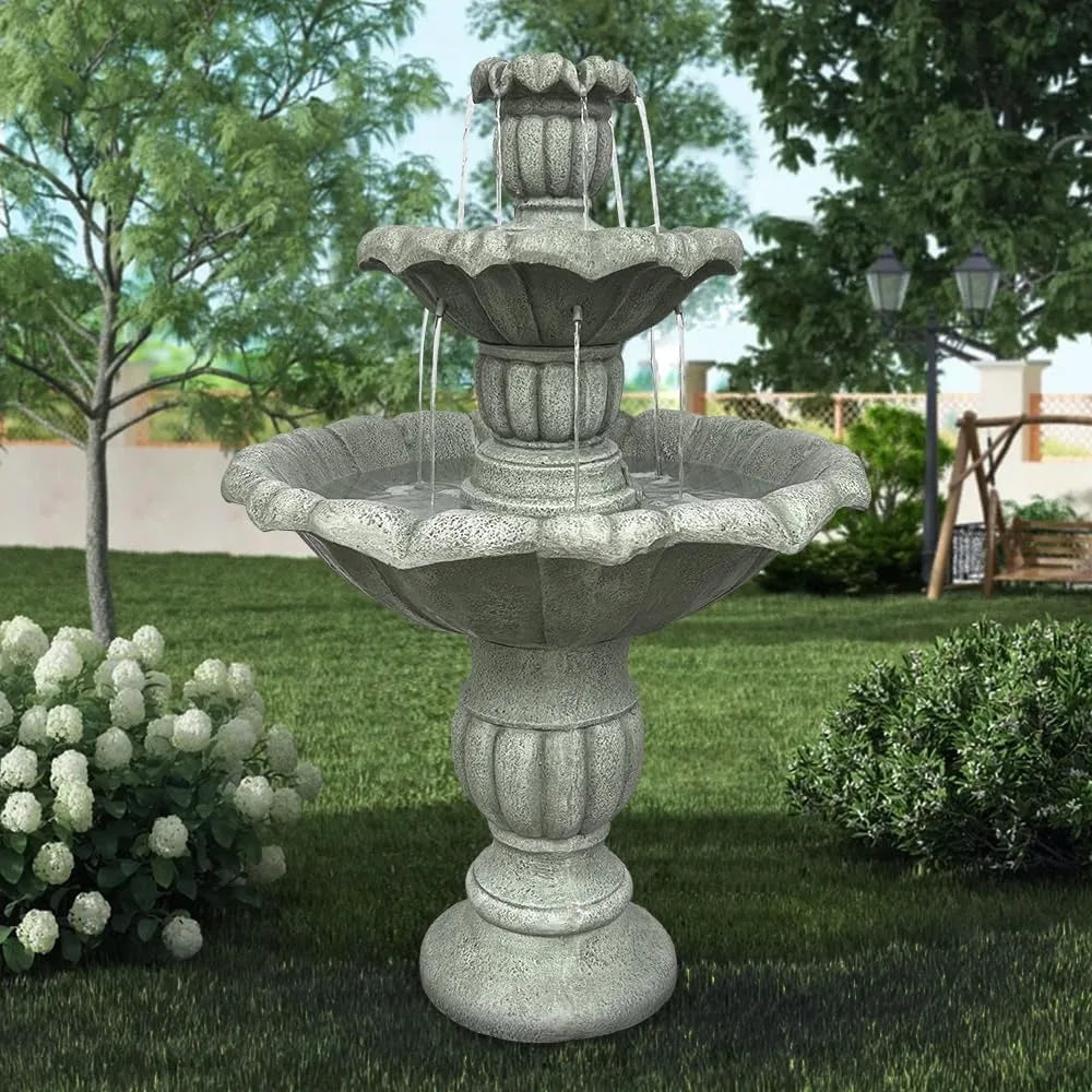 3-Tier Birdbath Garden Waterfall Outdoor Fountain