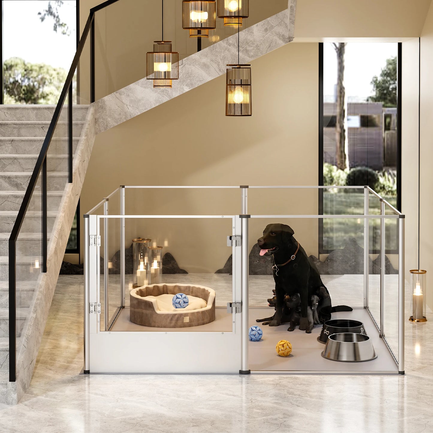 Clear Acrylic Pet Playpen with Pad