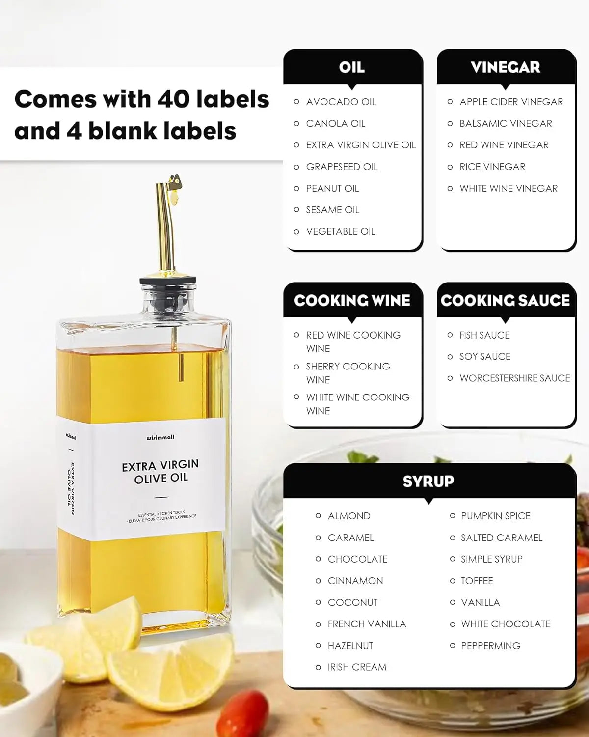 Glass Olive Oil and Vinegar Dispenser Bottle Set
