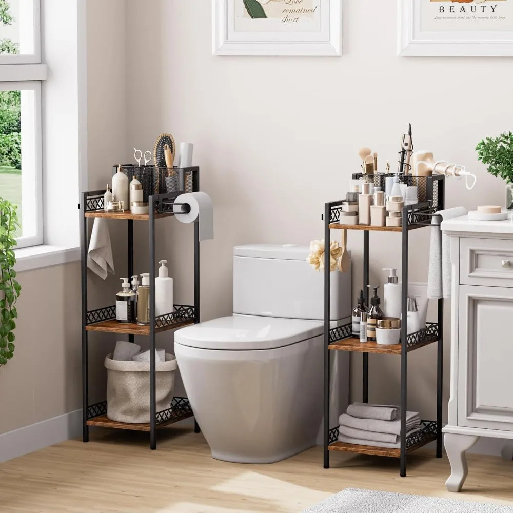 3-Tier Slim Bathroom Shelf Organizer with Holders