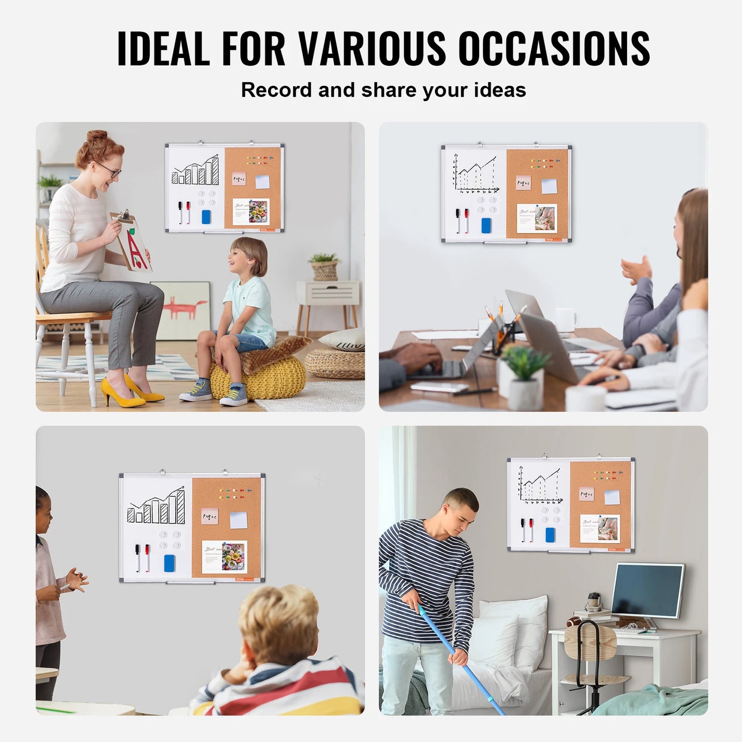 SucceBuy 2-in-1 Magnetic Whiteboard & Corkboard