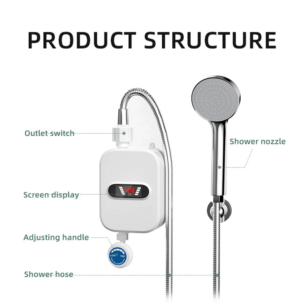 Stainless Steel Instant Bathroom Shower Water Heater