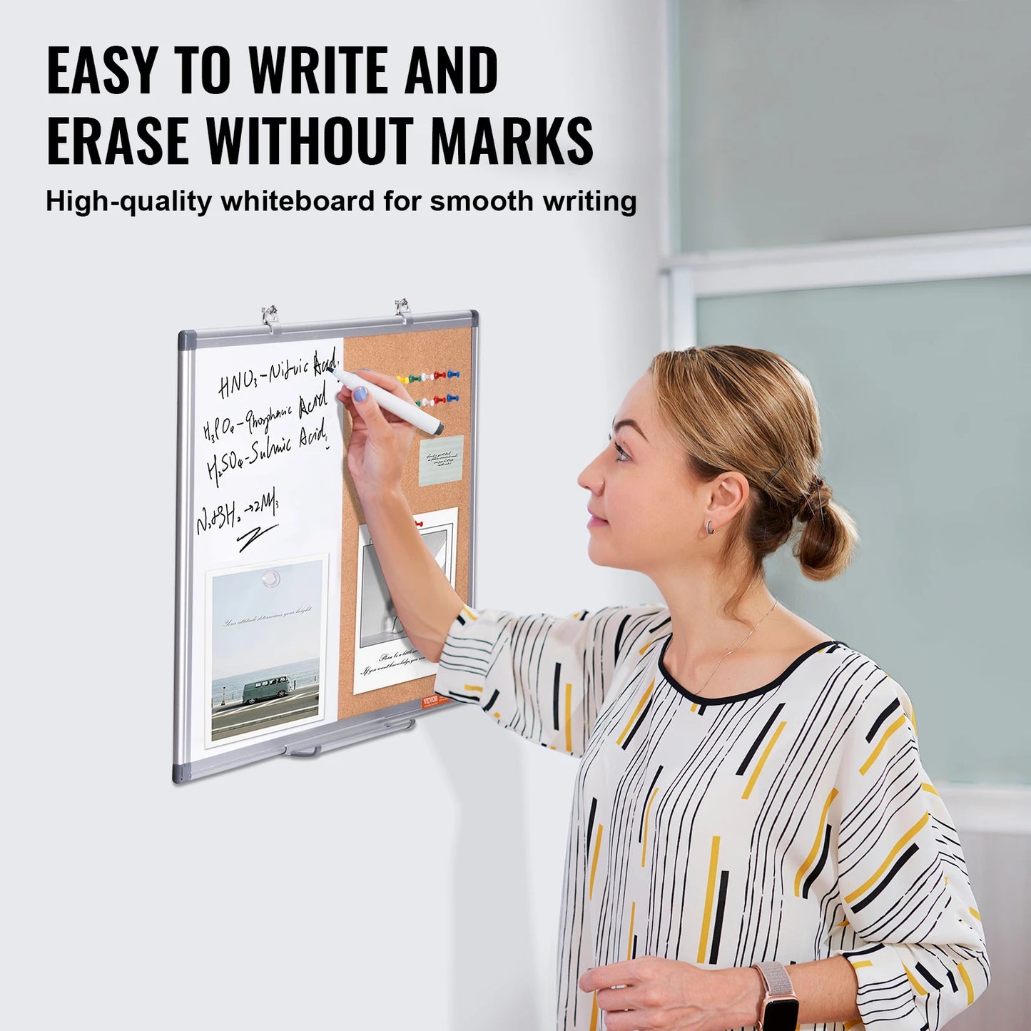 SucceBuy 2-in-1 Magnetic Whiteboard & Corkboard