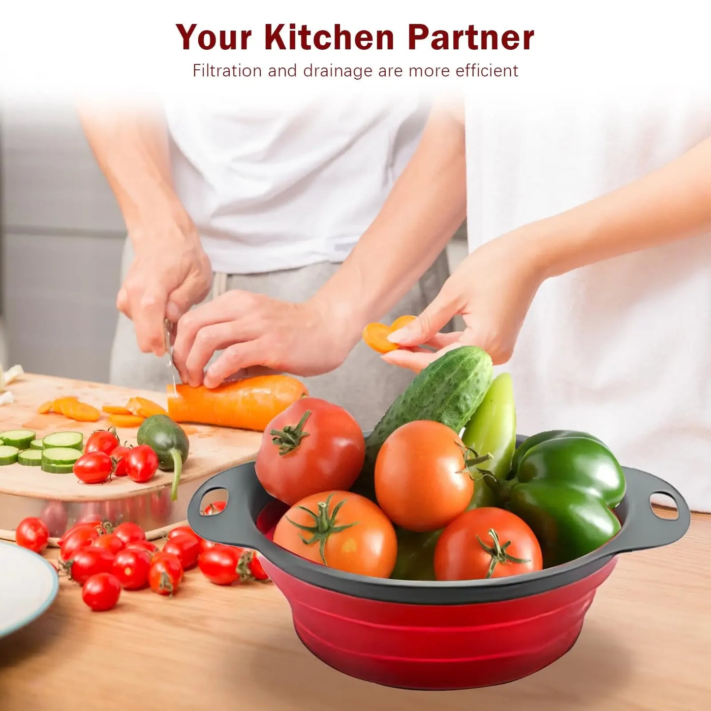 Collapsible Silicone Colander Strainer Set of 2