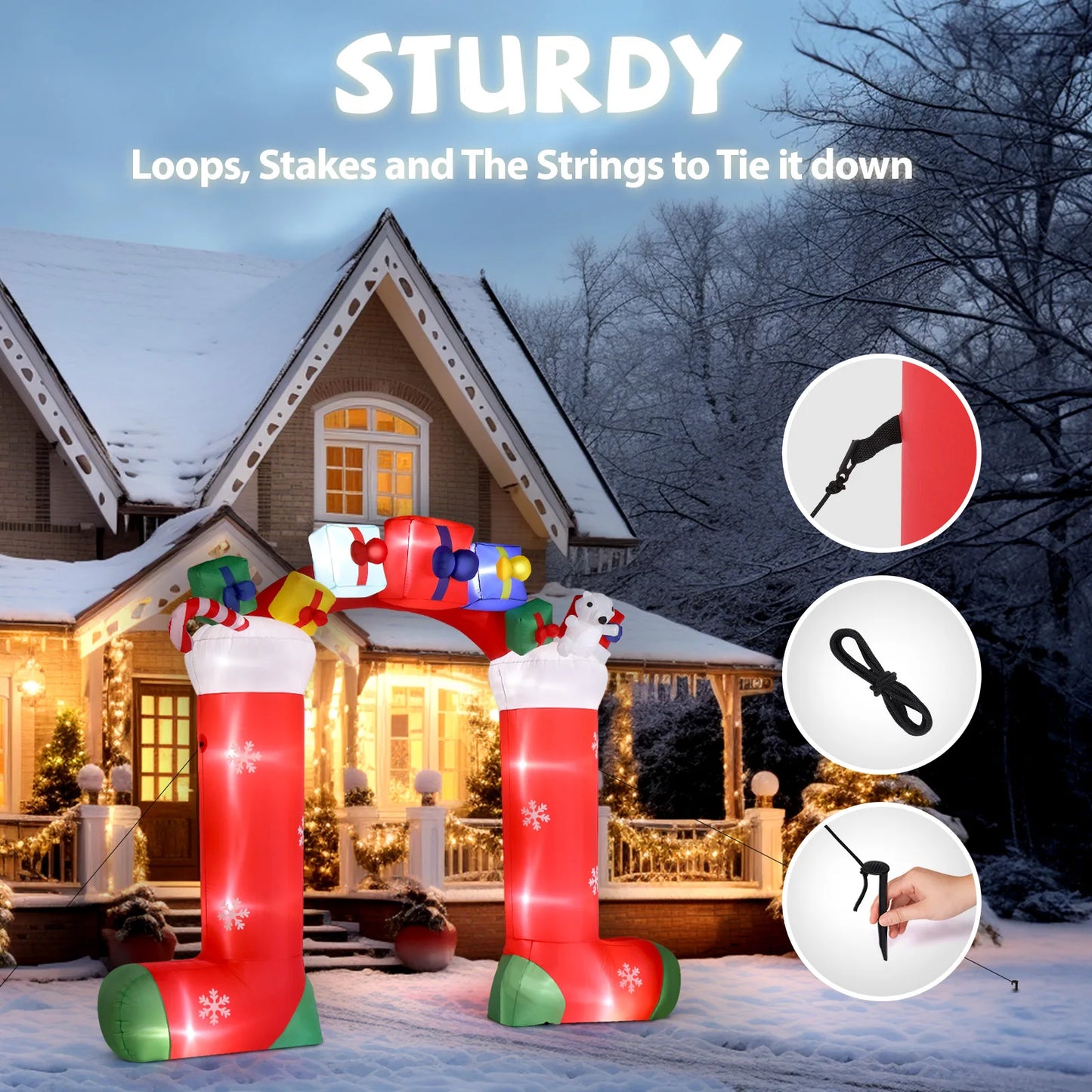 9ft Inflatable Christmas Arch with LED Lights