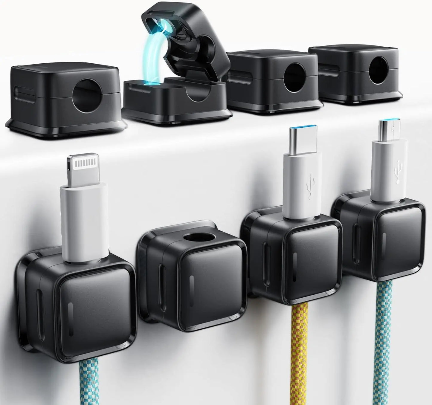 Magnetic Desk Cable Management Clips 8-Pack