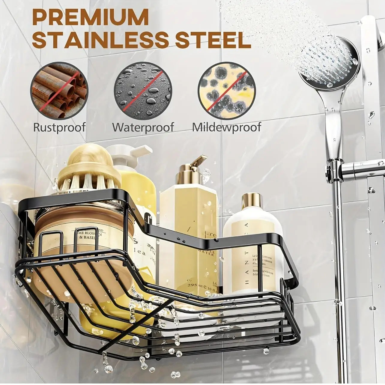 3/5 Pack Adhesive Rustproof Shower Organizer Caddy