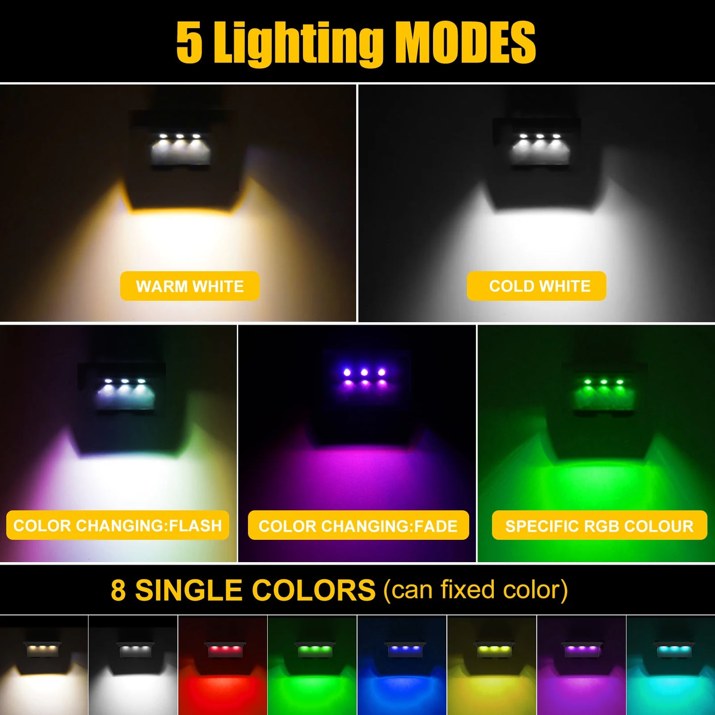 RGB Solar LED Step Lights Outdoor