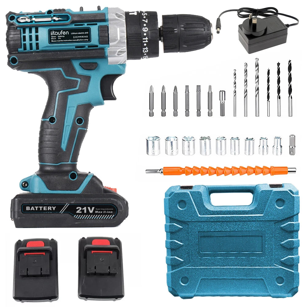 21V Cordless Drill Rechargeable Lithium Battery Screwdriver