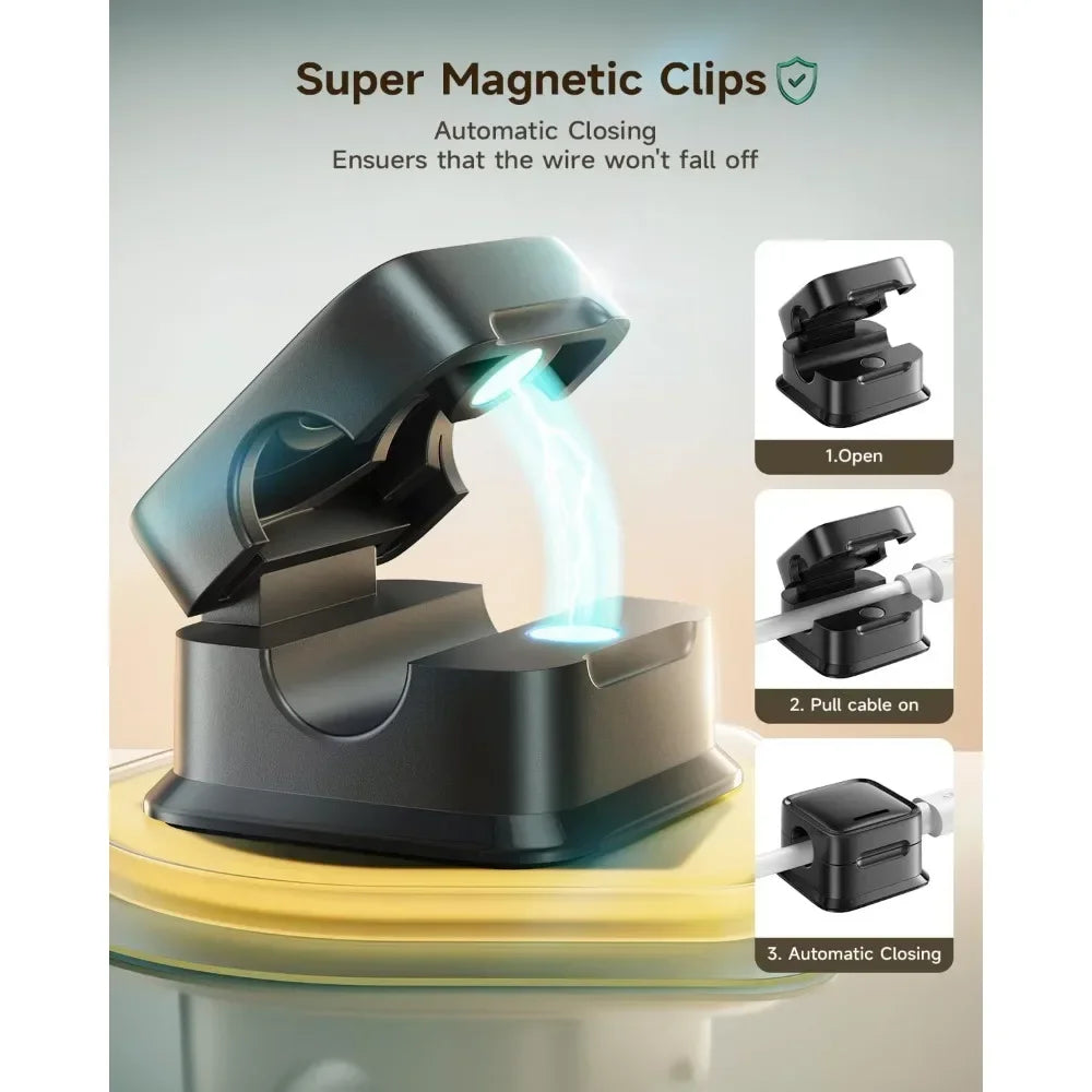 Magnetic Desk Cable Management Clips 8-Pack