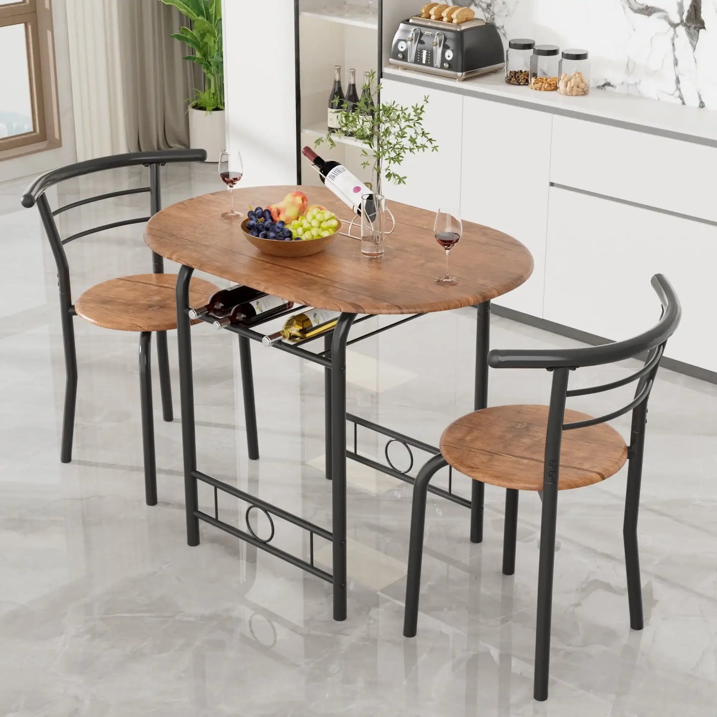 3-Piece Space Saving Kitchen Dining Set