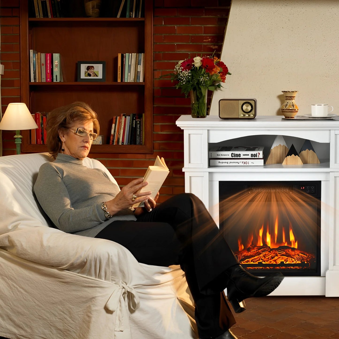 32-Inch Electric Fireplace TV Stand with Heater