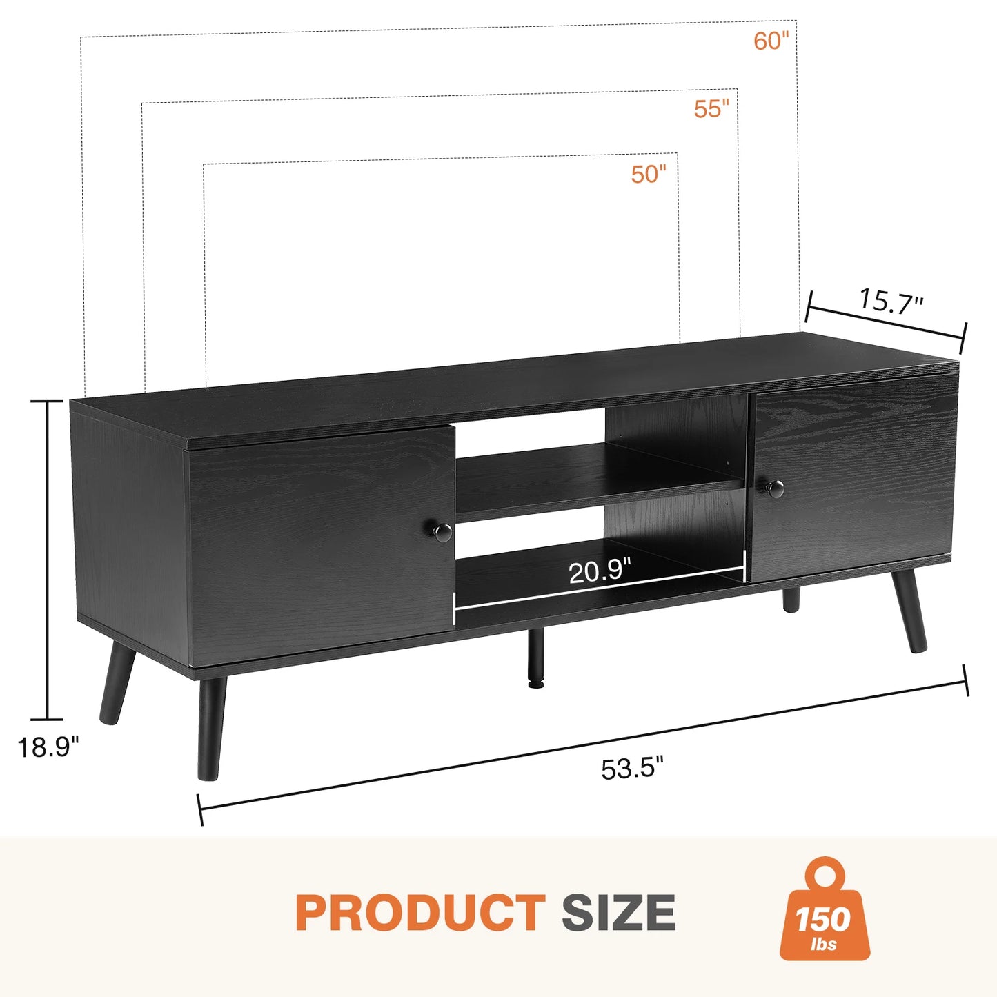 JHK Wooden Fireplace TV Stand Media Console