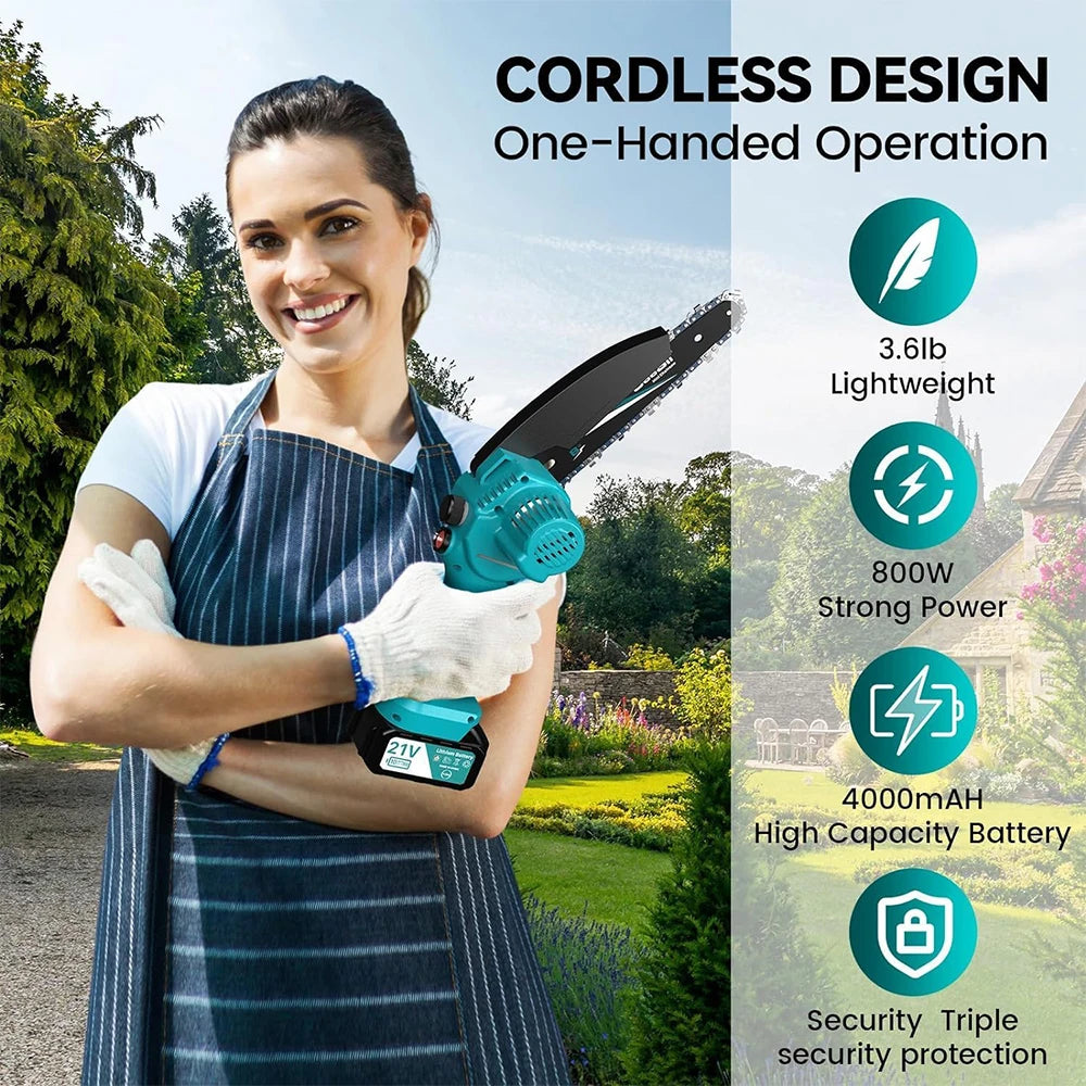 Cordless 8 Inch Electric Chainsaw Wood Cutter