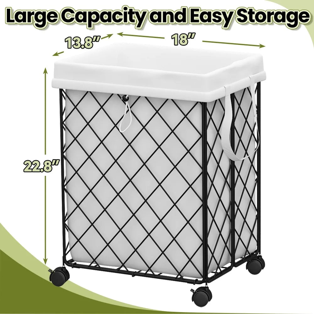 Rolling Laundry Basket Hamper with Wheels