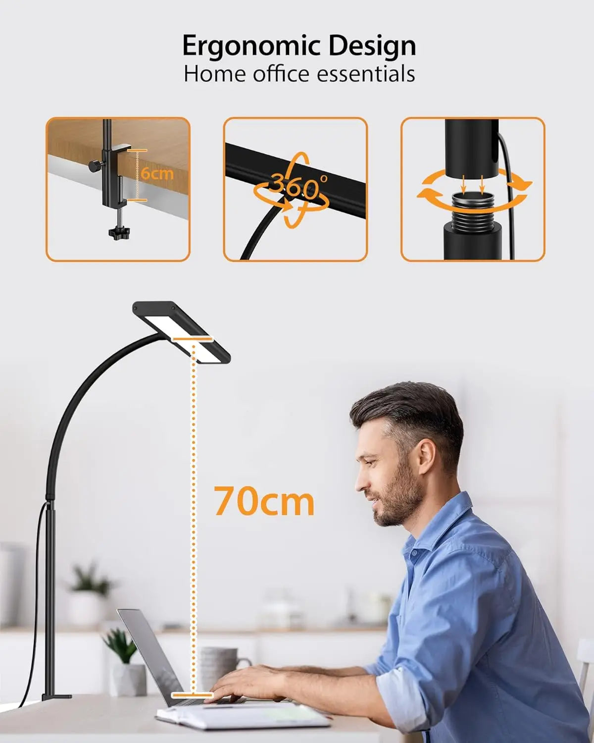 LED Desk Lamp with Adjustable Gooseneck