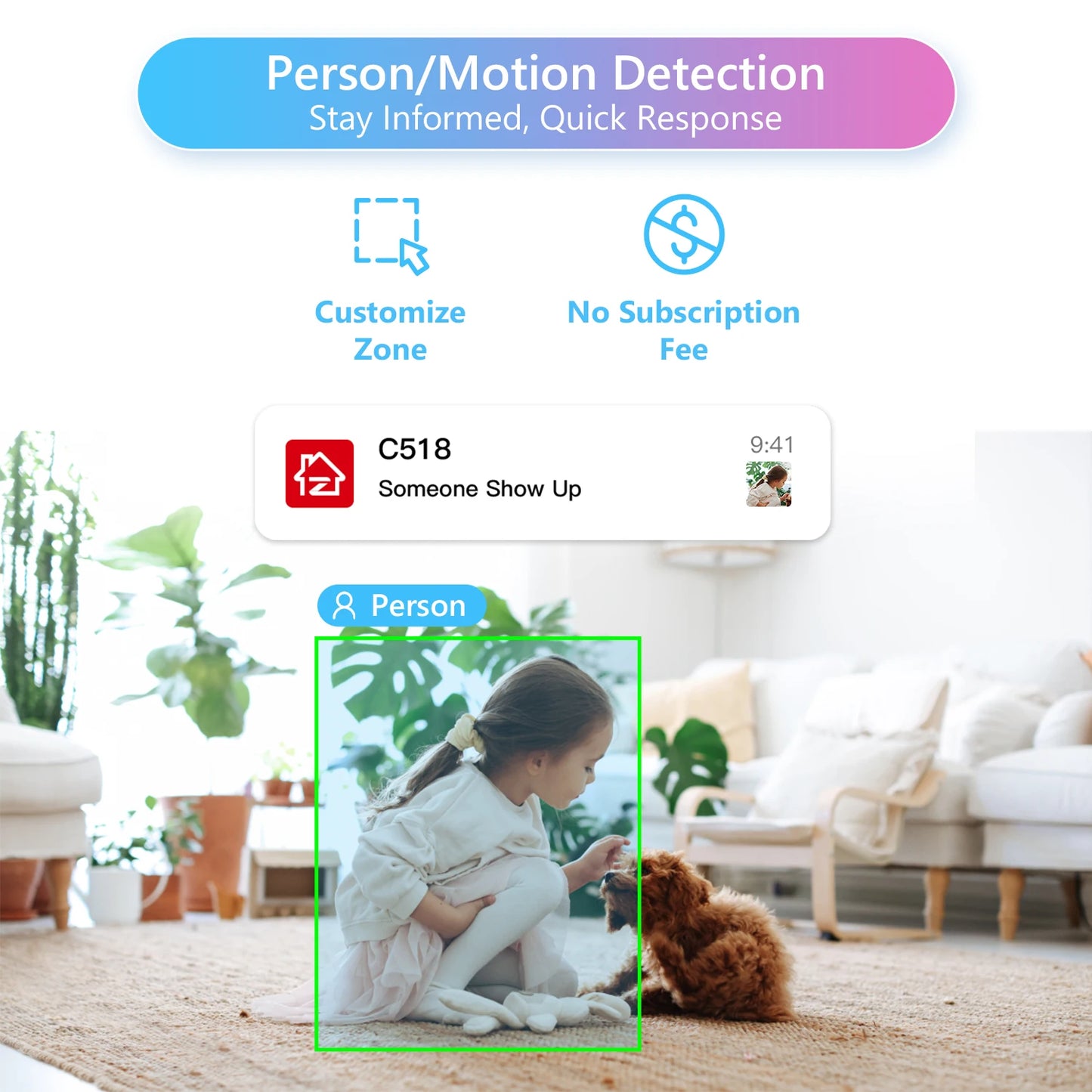 ZOSI 2K Pan/Tilt Indoor Smart Camera