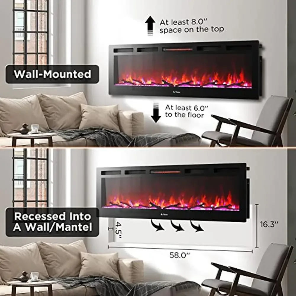 60-Inch Smart WiFi Electric Fireplace Heater