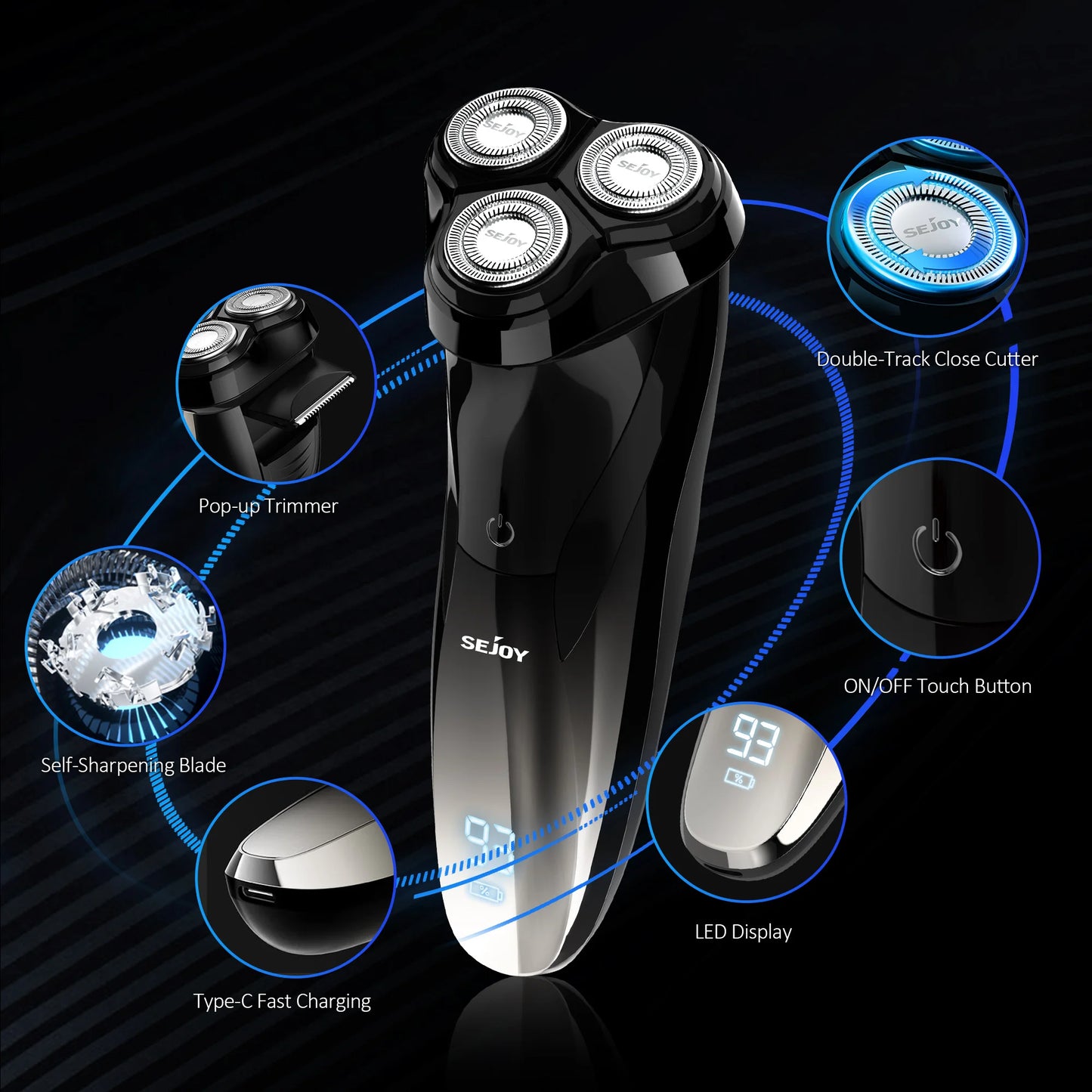 Waterproof 2-in-1 Electric Shaver Beard Trimmer