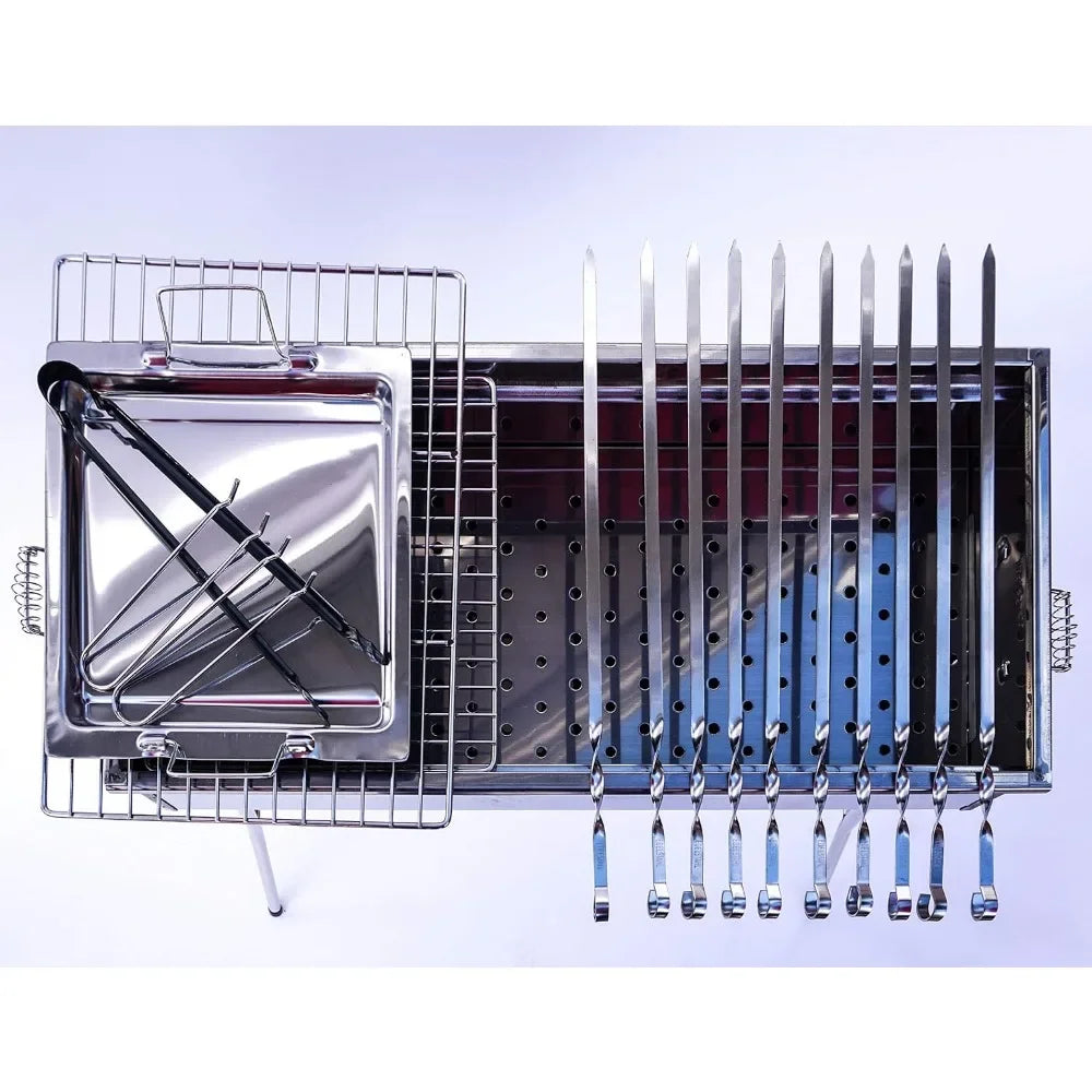 Stainless Steel Charcoal Grill for Shish Kababs