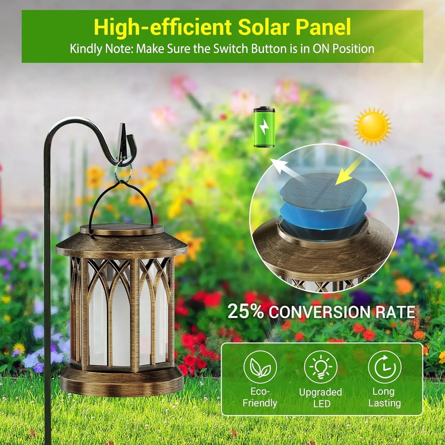 Flickering Flame Solar Lanterns Outdoor Hanging Lights