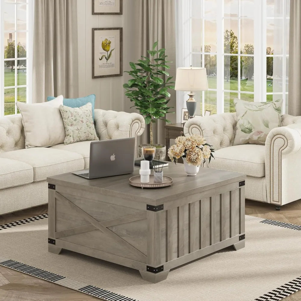Farmhouse Coffee Table with Lift Top Storage