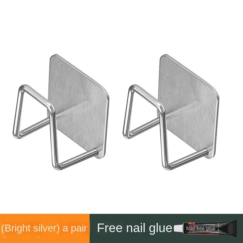 Stainless Steel Wall Mounted Kitchen Storage Rack – Non-Perforated Pot Lid Holder & Cutting Board Organizer for Cabinet Door & Countertop Storage