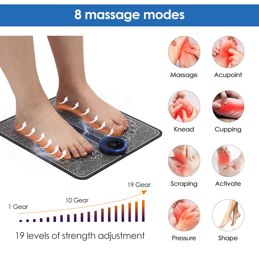 Electric EMS Foot Massager Pad with Modes