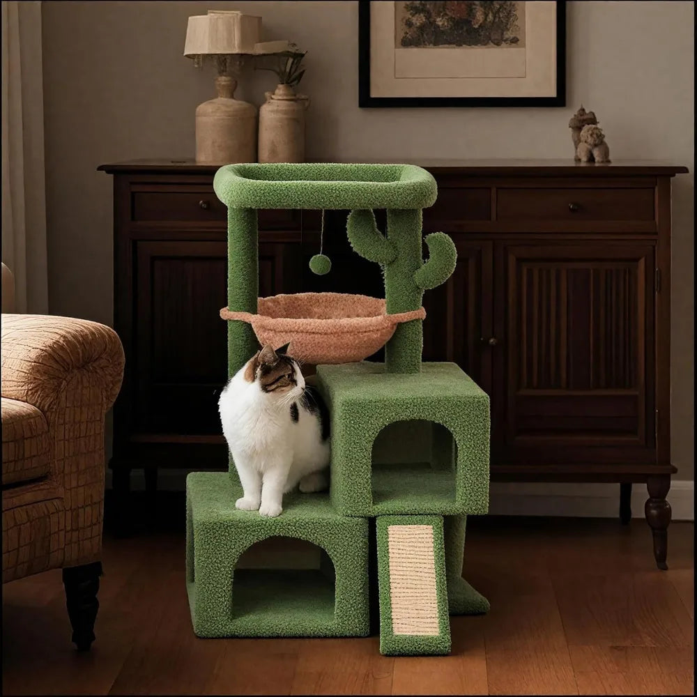Cactus Cat Tree Tower with Twin Condos
