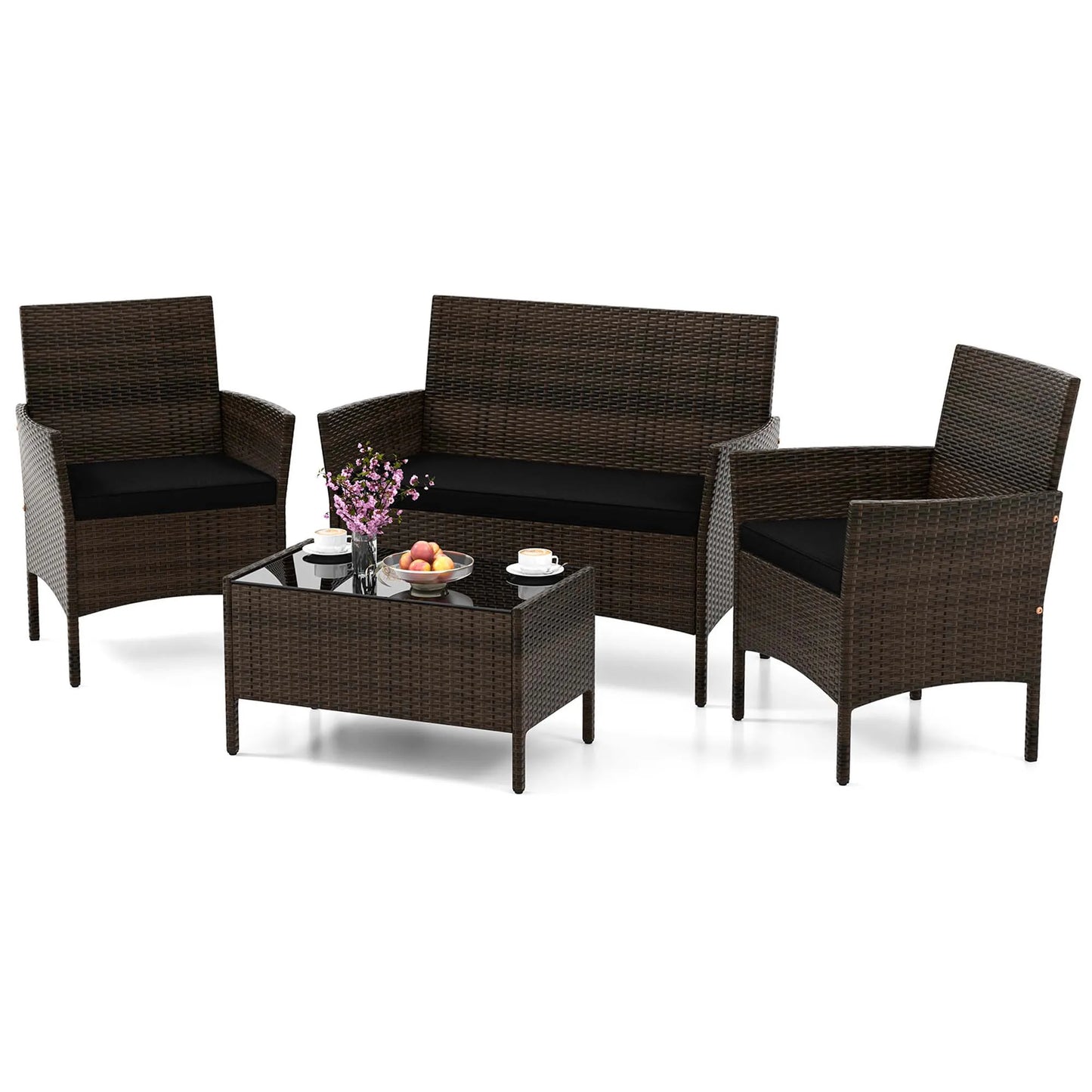 4-Piece Patio Furniture Set with Cushions