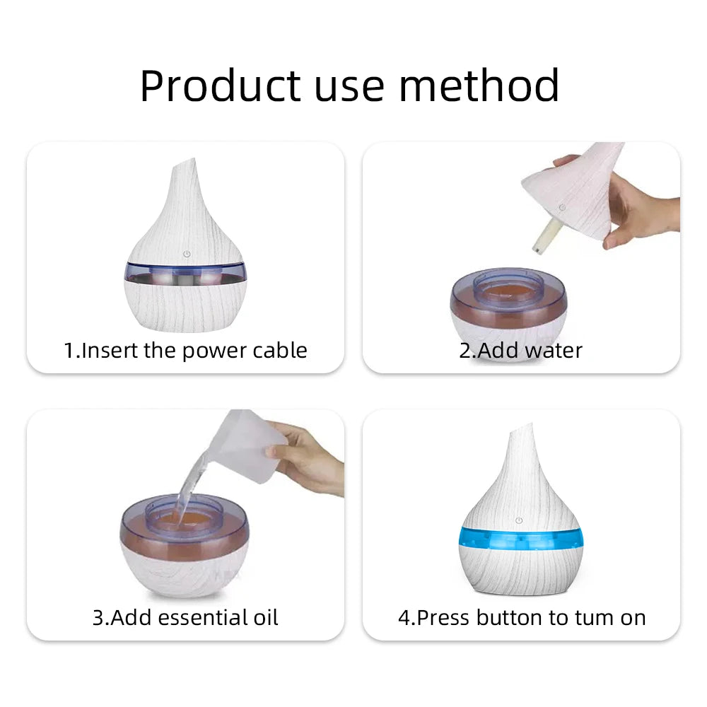 300ml USB Ultrasonic Essential Oil Diffuser