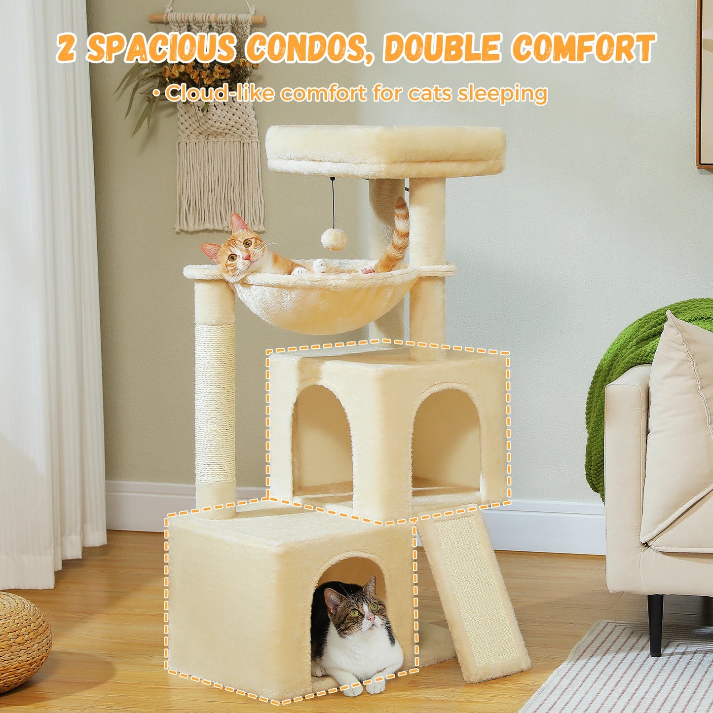 Large Multi-Level Cat Tree Tower with Condos