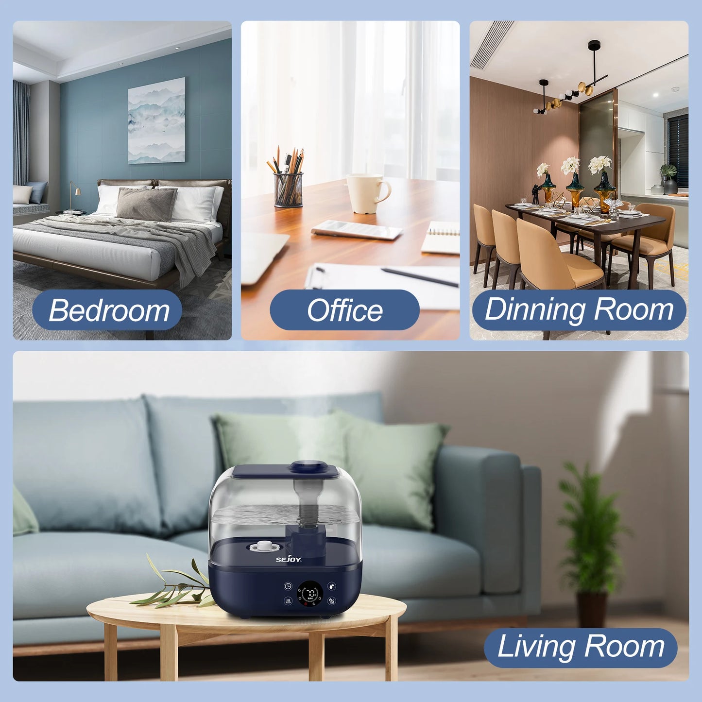 Sejoy 5L Ultrasonic Cool Mist Bedroom Humidifier