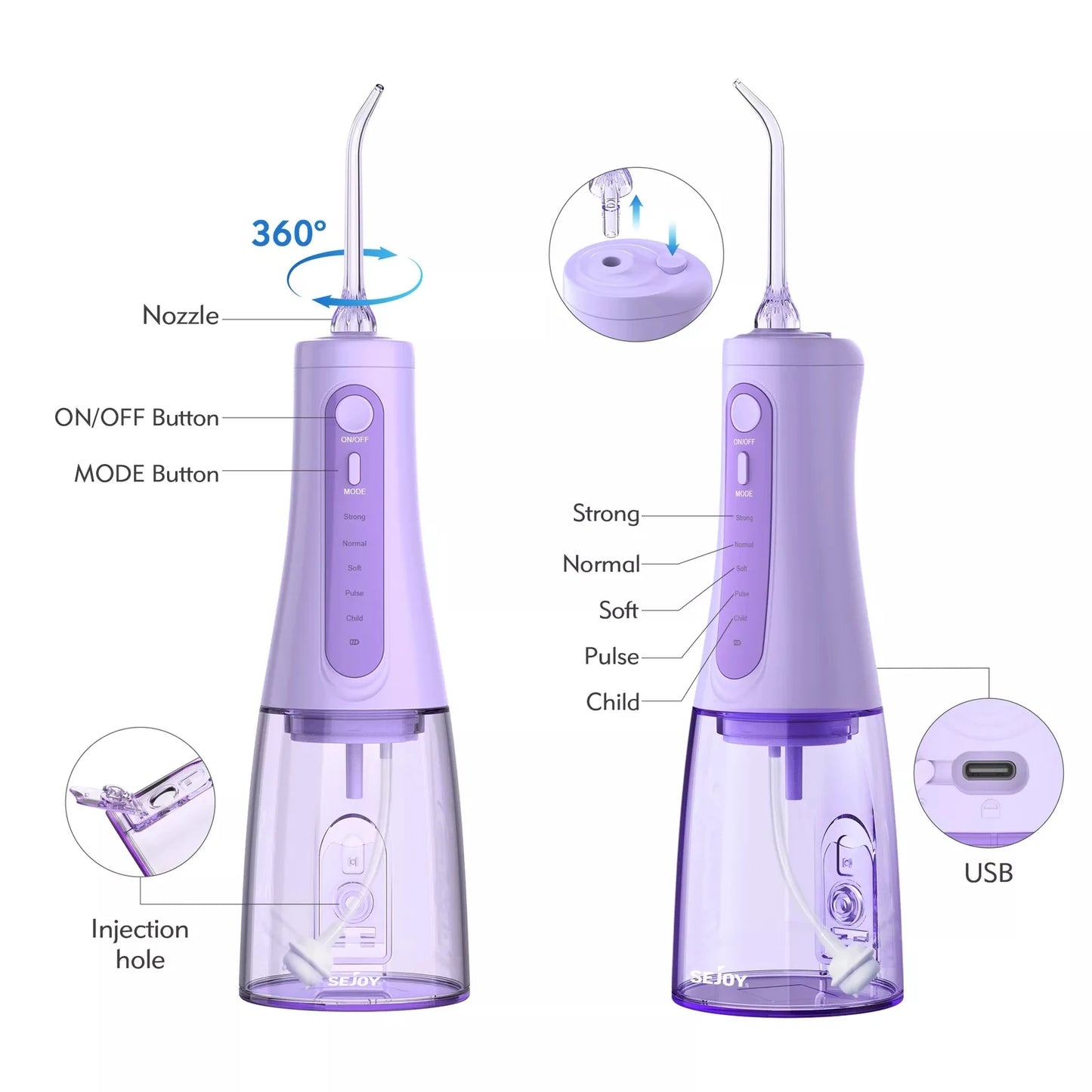 Cordless Portable Water Flosser Teeth Cleaner