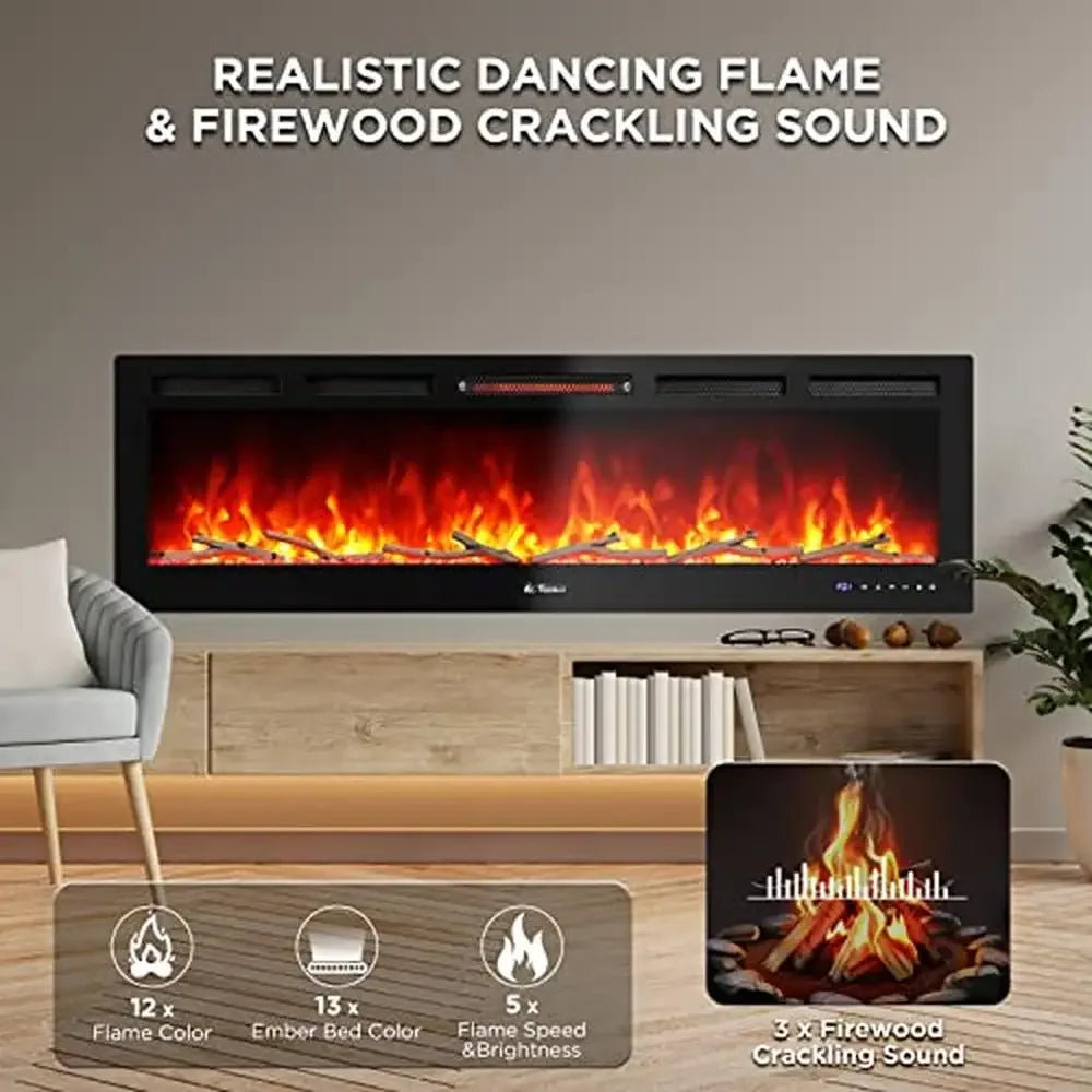 60-Inch Smart WiFi Electric Fireplace Heater