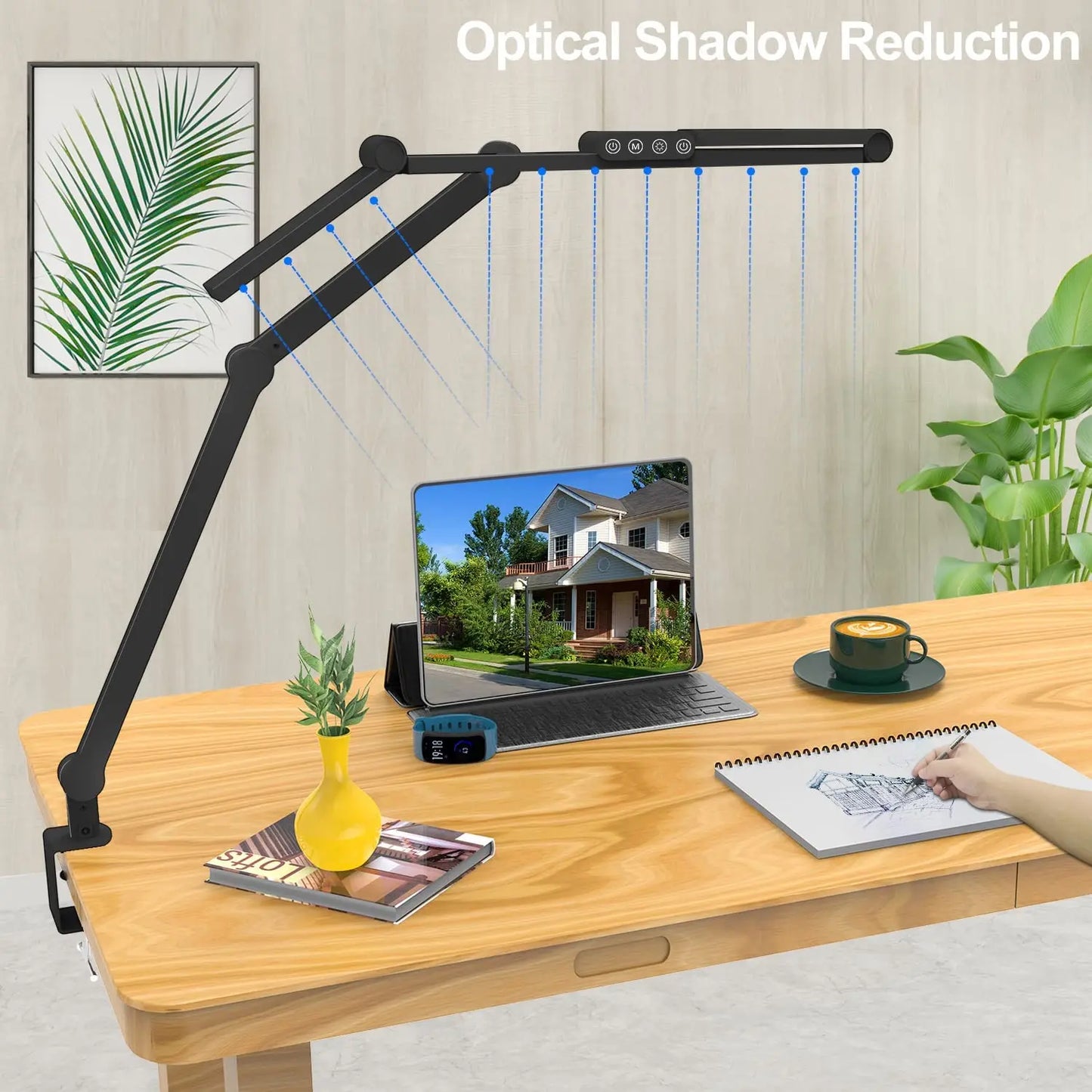 LED Clamp Desk Lamp with Auto Dimming