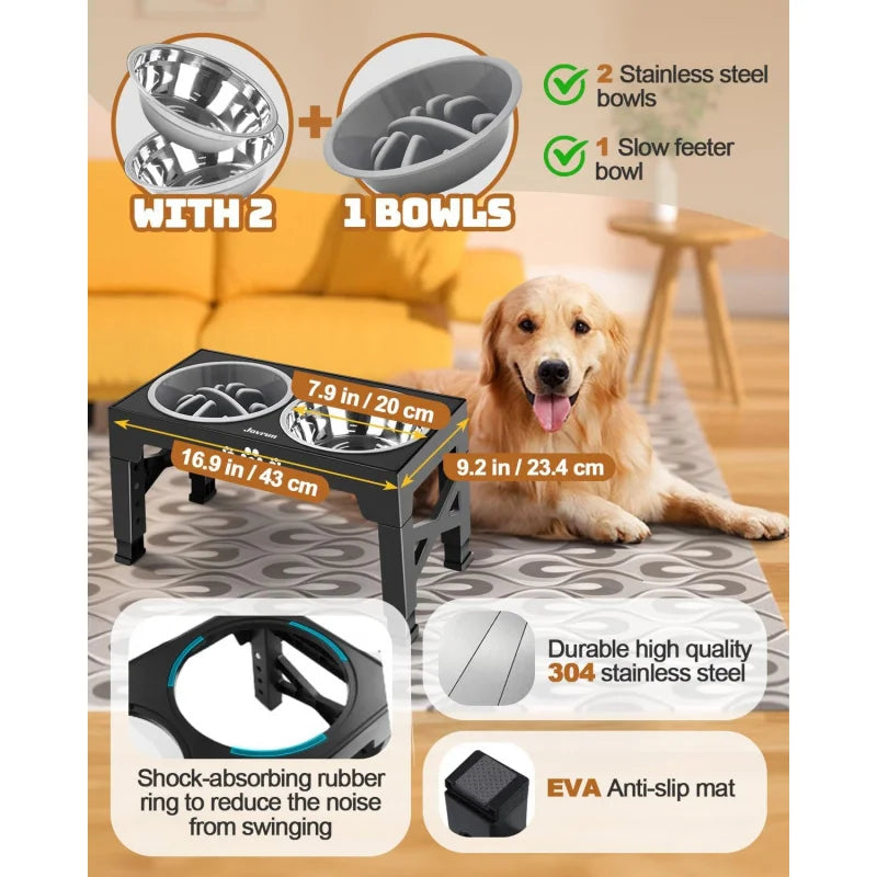 Adjustable Elevated Dog Bowls Stand Set