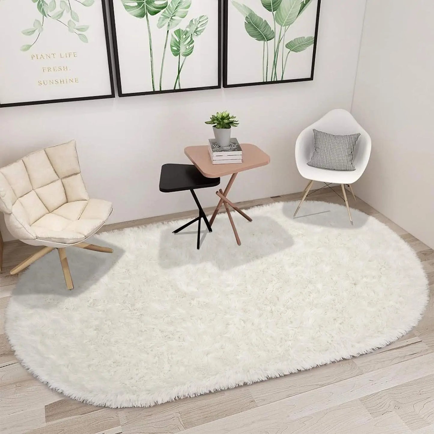 Oval Fluffy Plush Area Rug