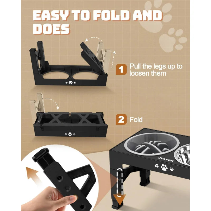 Adjustable Elevated Dog Bowls Stand Set