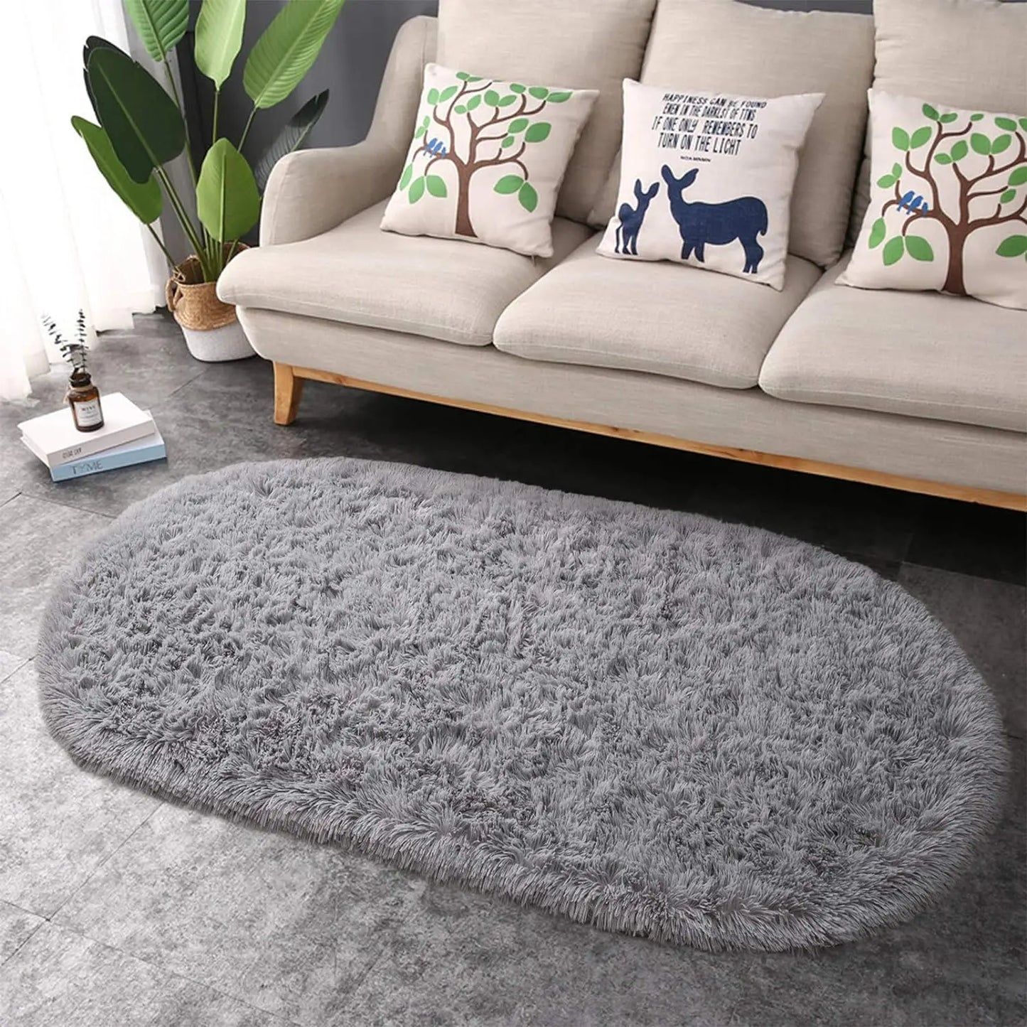 Oval Fluffy Plush Area Rug