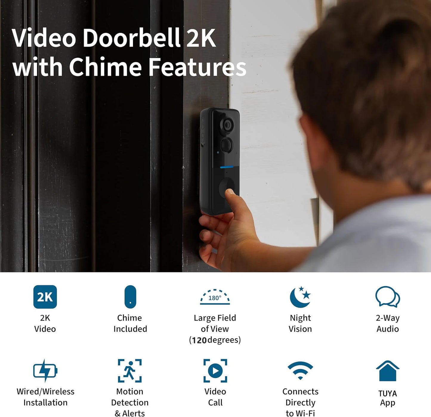 Wireless Smart Video Doorbell with Audio